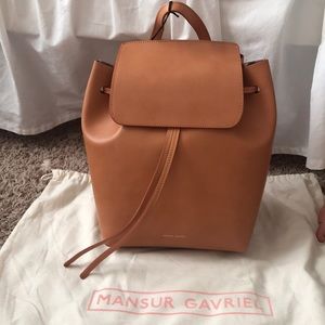 NWT Mansur Garvriel Cammello/Argento Mini Backpack